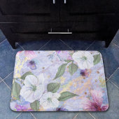  bloemenblauw paarse gouden waterverf script badmat