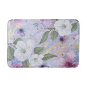 bloemenblauw paarse gouden waterverf script badmat (Voorkant)