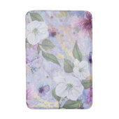 bloemenblauw paarse gouden waterverf script badmat (Voorkant Verticaal)