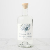 Bloemenblauw Spaans Bruiloft Likeurfles Etiket (Voorkant)