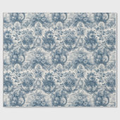  bloemenblauw toile de jouy cadeaupapier (Vlak)