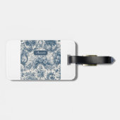  bloemenblauw toile de jouy monogram bagagelabel (Achterkant horizontaal)