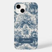 bloemenblauw toile de jouy monogram Case-Mate iPhone case (Achterkant)
