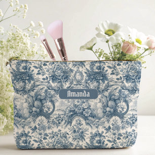  bloemenblauw toile de jouy monogram etui