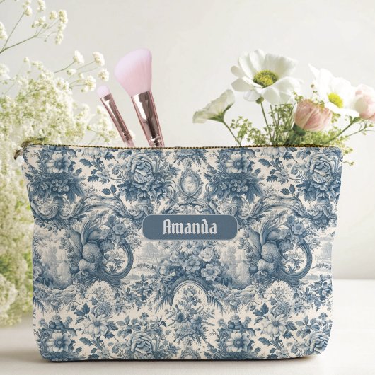 bloemenblauw toile de jouy monogram etui