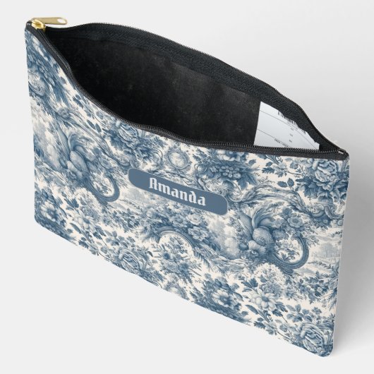  bloemenblauw toile de jouy monogram etui (Open)