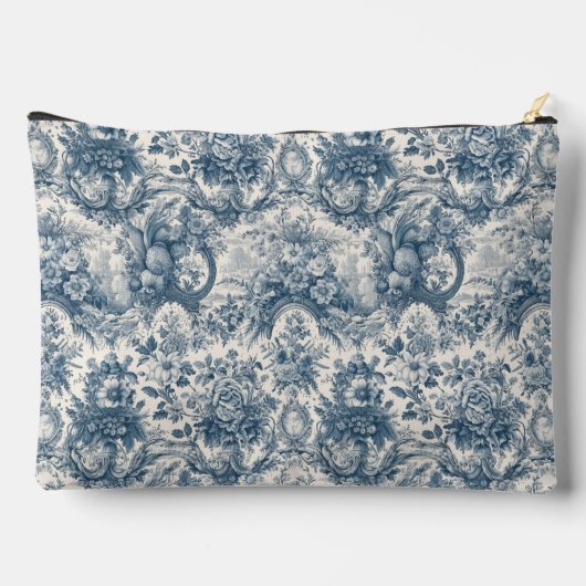 bloemenblauw toile de jouy monogram etui (Achterkant)