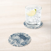  bloemenblauw toile de jouy monogram kartonnen onderzetters (Insitu)