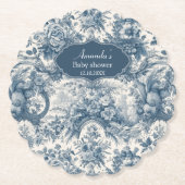  bloemenblauw toile de jouy monogram kartonnen onderzetters (Voorkant)