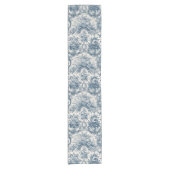 bloemenblauw toile de jouy monogram korte tafelloper (Voorkant)