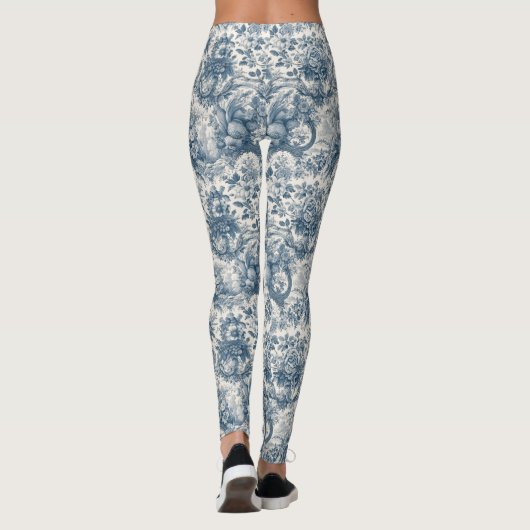  bloemenblauw toile de jouy monogram leggings (Achterkant)