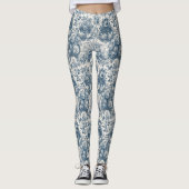  bloemenblauw toile de jouy monogram leggings (Voorkant)