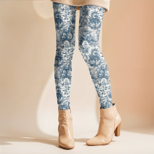 bloemenblauw toile de jouy monogram leggings