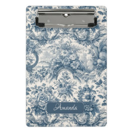  bloemenblauw toile de jouy monogram mini klembord