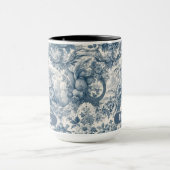  bloemenblauw toile de jouy monogram mok (Midden)