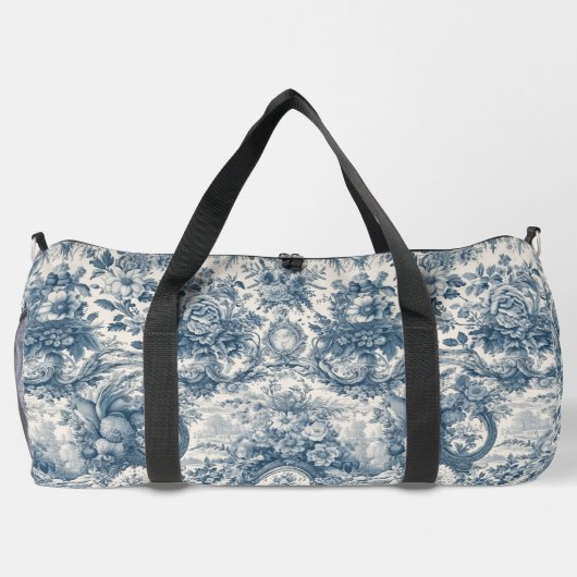  bloemenblauw toile de jouy monogram plunjezak (Achterkant)