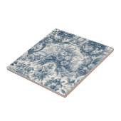  bloemenblauw toile de jouy monogram tegeltje (Zijkant)