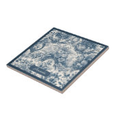  bloemenblauw toile de jouy monogram tegeltje (Zijkant)