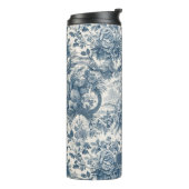  bloemenblauw toile de jouy monogram thermosbeker (Gedraaid links)