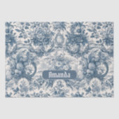  bloemenblauw toile de jouy monogram tissuepapier (Voorkant)