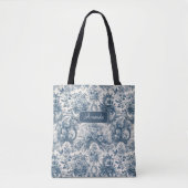 bloemenblauw toile de jouy monogram tote bag (Voorkant)