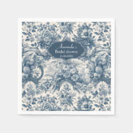  bloemenblauw toile de jouy vrijgezellenfeest servet