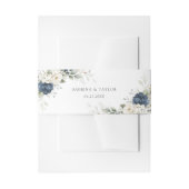 Bloemenblauw wit groen goud elegante bruiloft uitnodigingen wikkel (Voorkant Voorbeeld)