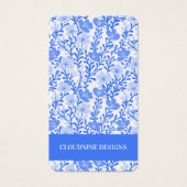 Bloemenblauw Wit Oorbel Sieraden Display Kaart (Voorkant)