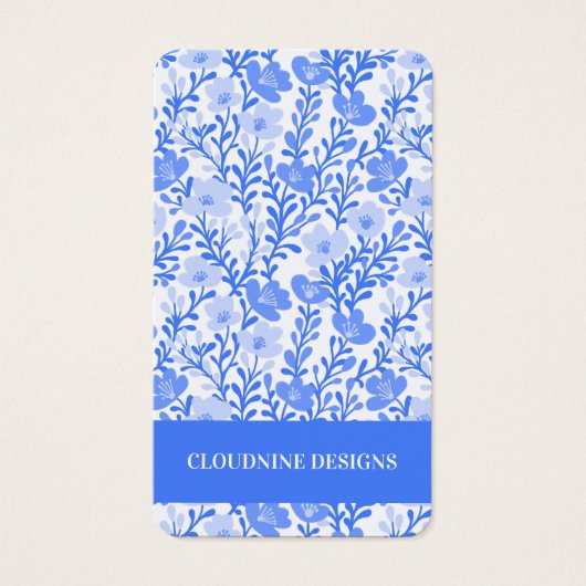 Bloemenblauw Wit Oorbel Sieraden Display Kaart (Voorkant)