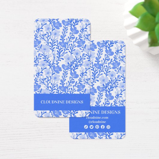 Bloemenblauw Wit Oorbel Sieraden Display Kaart (Bureau)