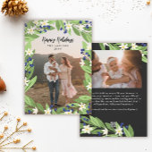 Bloemenblauwe bessen groen Lijst Prettige feestdag Feestdagenkaart