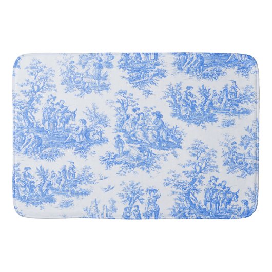  bloemenblauwe turquoise toile jouy badmat (Voorkant)