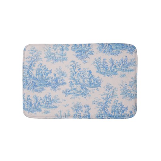  bloemenblauwe turquoise toile jouy badmat (Voorkant)