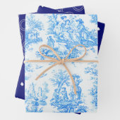  bloemenblauwe turquoise toile jouy inpakpapier vel (In situ)