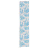 bloemenblauwe turquoise toile jouy korte tafelloper (Voorkant)