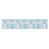 bloemenblauwe turquoise toile jouy korte tafelloper (Horizontaal)
