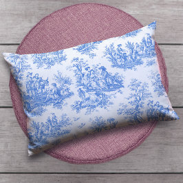 bloemenblauwe turquoise toile jouy kussen