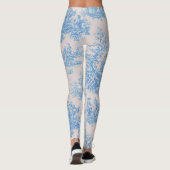  bloemenblauwe turquoise toile jouy leggings (Achterkant)