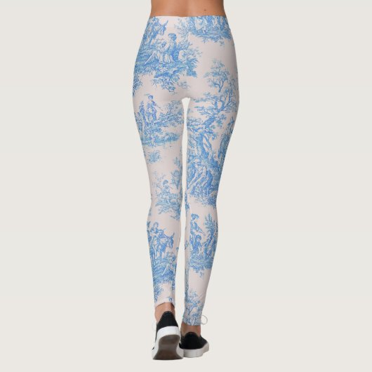  bloemenblauwe turquoise toile jouy leggings (Achterkant)