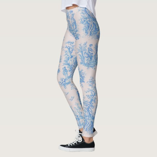  bloemenblauwe turquoise toile jouy leggings (Links)