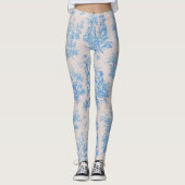  bloemenblauwe turquoise toile jouy leggings (Voorkant)