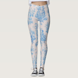  bloemenblauwe turquoise toile jouy leggings