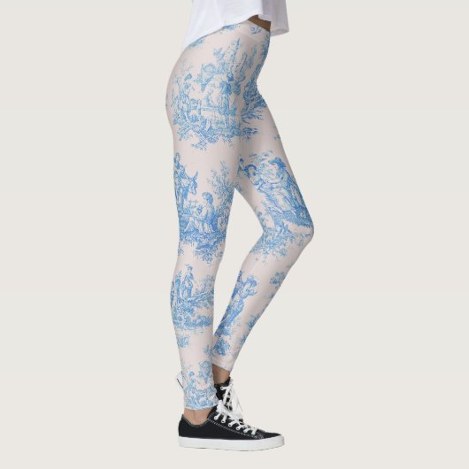  bloemenblauwe turquoise toile jouy leggings (Rechts)