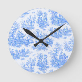 bloemenblauwe turquoise toile jouy ronde klok