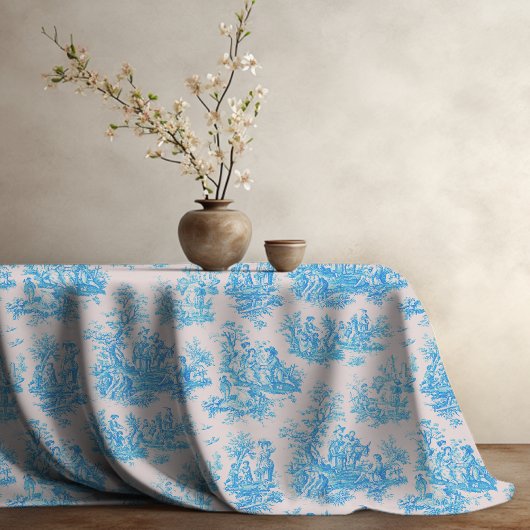 bloemenblauwe turquoise toile jouy tafelkleed