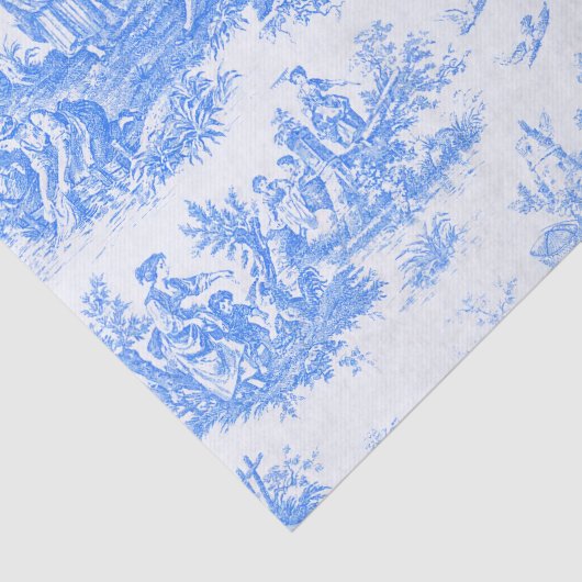 bloemenblauwe turquoise toile jouy tissuepapier (Detail)