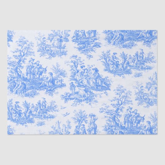 bloemenblauwe turquoise toile jouy tissuepapier (Voorkant)