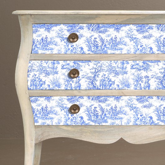 bloemenblauwe turquoise toile jouy tissuepapier