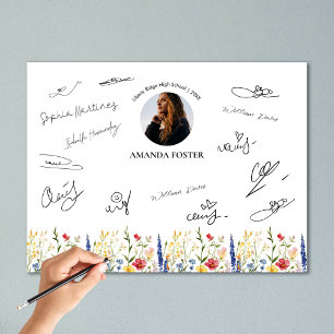 Bloemenbloei Foto Afstuderen Party Handtekening Poster
