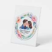 Bloemenbloei Romance bruiloft uitnodiging Reclamebord Met Voetstuk (Voorkant)